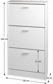 Dulap încălţâminte, trei rânduri, alb, MB DULAP ÎNCĂLTÂMINTE DA 13