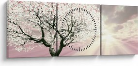 Tabloul copacului roz (cu ceas) (90x30 cm)