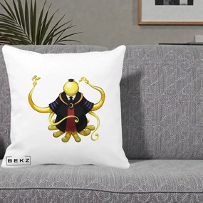 Perna Personalizata Assassination Classroom Koro-sensei, 40x40 cm, Alba Mata, Husa Detasabila, Perna Inclusa, BEKZ®