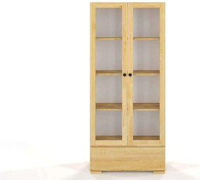 Vitrină lemn masiv TerraCraft Pin 1 Sertar, 80 × 38 × 182 cm - Natural