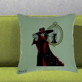 Perna Personalizata Hellsing Alucard cu Pistoale, 40x40 cm, Verde, Husa Detasabila, Perna Inclusa, BEKZ®