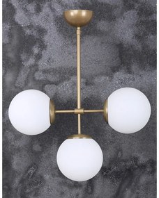 Lustră alb-auriu cu abajur din sticlă ø 15 cm Seagull – Squid Lighting