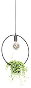 Lampă modernă suspendată neagră cu sticlă rotundă - Roslini
