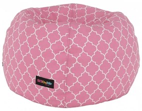 Fotoliu tip sac, roz/alb cu model, GOMBY