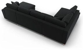 Colțar negru extensibil, cu spațiu de depozitare cu tapițerie din catifea (cu colț pe partea stângă-în formă de "U") Kyoto – Cosmopolitan Design