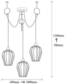 Lustră de 3 becuri Opviq lights Tel Chain, negru
