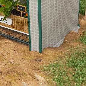 Outsunny Sera de Gradina cu Rafturi din Metal si Copertina din PE, Sera pentre Legume cu Usa Rulou 80x49x160cm, Verde | Aosom Romania