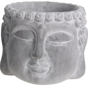 Mască de ghiveci de flori Buddha, gri beton, 16 x 12,5 x 16 cm