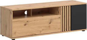 Comoda TV VABRES, stejar artisan/negru mat, PAL laminat, 136x40x47 cm
