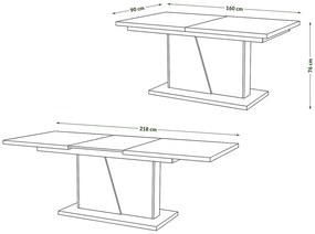 Mazzoni NOBLE NOIR Alb Mat/Antracit (Gri închis) - MASA SE EXTINDE PÂNĂ LA 218 cm!