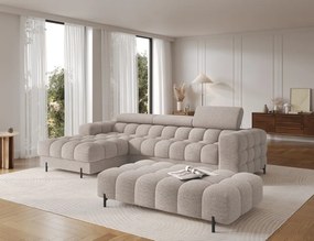 Taburet Tapitat cu Picioare Ferivo, 140x70x40cm, beige bouclé – Royal 04