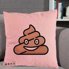 Perna Decorativa Emoji Poop Funny, 40x40 cm, Roz, Husa Detasabila, Perna Inclusa, BEKZ®