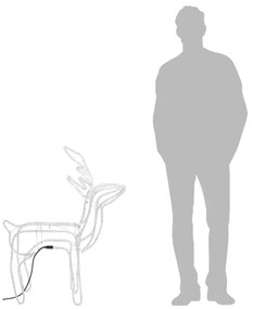 Figurina ren de Craciun, 2 buc., alb cald, 76x42x87 cm 2