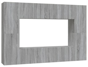 3120252 vidaXL Set dulap TV, 8 piese, gri sonoma, lemn prelucrat