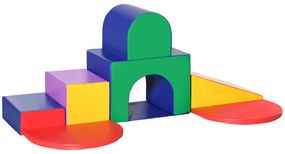 HOMCOM Set de Joc pentru Copii 1-3 Ani cu 7 Blocuri Multicolor în PU și EPE, 170x130x40 cm | Aosom Romania