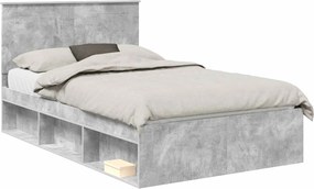 vidaXL Cadru de pat cu headboard Beton 120 x 190 cm Lemn de pin masiv