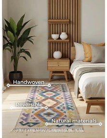 Covor tip traversă reversibil, țesut manual din lână 60x190 cm Kamal Oasis – Nouristan