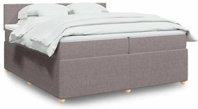 vidaXL Pat box spring cu saltea, gri taupe, 200x200 cm, textil