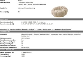 Fotoliu pivotant design elegant Mello, Canberra sand