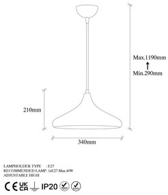 Lustră neagră/arămie cu abajur din metal ø 34 cm Barek – Opviq lights