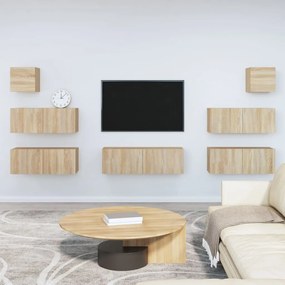 vidaXL Set dulapuri TV, 7 piese, stejar sonoma, lemn prelucrat