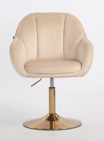 HR2055N Scaun Crem din Catifea cu Bază Aurie