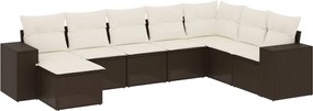 vidaXL Set canapele de grădină cu perne, 8 piese, maro, poliratan