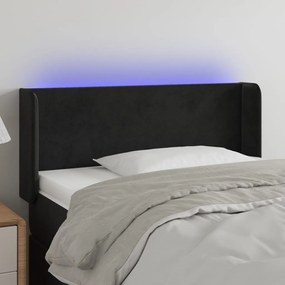 3122988 vidaXL Tăblie de pat cu LED, negru, 83x16x78/88 cm, catifea