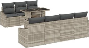 vidaXL Set de canapele pentru grădină 8 pcs Gri deschis poliratan