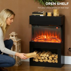 HOMCOM Șemineu electric cu efect de flacără colorată, 1000W/2000W și telecomandă | Aosom Romania