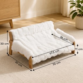 PawHut Pat Ridicat pentru Câini și Pisici cu Pluș Moale, Husă Detașabilă și Picioare Antiderapante, 70x47x30 cm, Alb | Aosom Romania