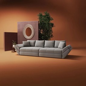 Canapea extensibilă dumonde cu ladă de depozitare si sezut confortabil din spuma high-density, Loana Royal Gri 300x100 cm