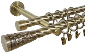 Galerie dubla twist prindere perete picior universal sevilla 19/19 aur antic (Alege marime: 200 cm)