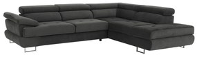 Colţar, piele ecologică gri-maro, model dreapta, BUTON P