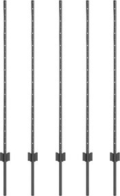 vidaXL Stâlp de gard. 5 pcs Gri 120 cm Oțel