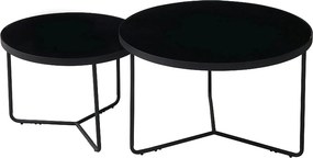 Set 2 masute ITALIA, negru, sticla securizata/metal