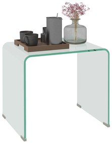 HOMCOM Măsuță de Cafea Modernă cu Picioare Antiderapante, Măsuță din Sticlă Securizată, 50x40x45 cm, Transparentă, Design Elegant | Aosom Romania