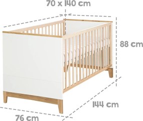 Pătuț alb-natural din lemn masiv de fag 70x140 cm Finn – Roba