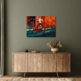 Tablou - Bicicleta roșie, pictură acrilică (70x50 cm)