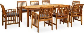 vidaXL Set mobilier de grădină cu perne, 9 piese, lemn masiv acacia