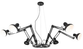 Lampă suspendată industrială neagră cu 6 lumini reglabile - Hobby Spinne
