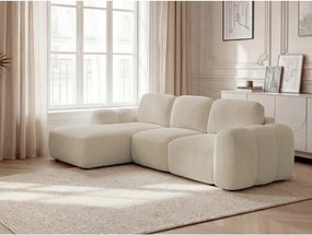 Colțar bej extensibil/cu spațiu de depozitare cu tapițerie din țesătură bouclé (cu colț pe partea stângă/cu șezlong) Montaigne – Bobochic Paris