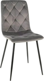 Scaun tapitat JERRY, gri/negru, stofa catifelata/metal, 45x39x91 cm
