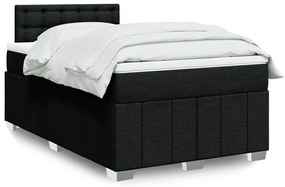vidaXL Pat box spring cu saltea, negru, 120x200 cm, textil
