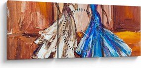 Tablou - Dansatoare, pictură în ulei (cu ceas) (90x30 cm)