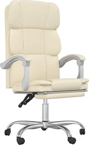 vidaXL Fotoliu de birou rabatabil, crem, piele ecologică