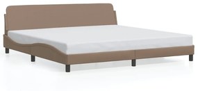 373262 vidaXL Cadru de pat cu tăblie, cappuccino, 200x200 cm, piele ecologică
