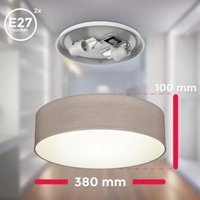 Plafonieră 2xE27/40W/230V, Ø 38 cm, bej