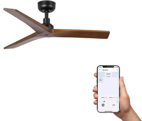 Ventilator smart sistem TUYA si telecomanda KLIM S 92,5cm, negru/ nuc