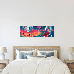 Tablou - Prinț și prințesa cu dragon (cu ceas) (90x30 cm)